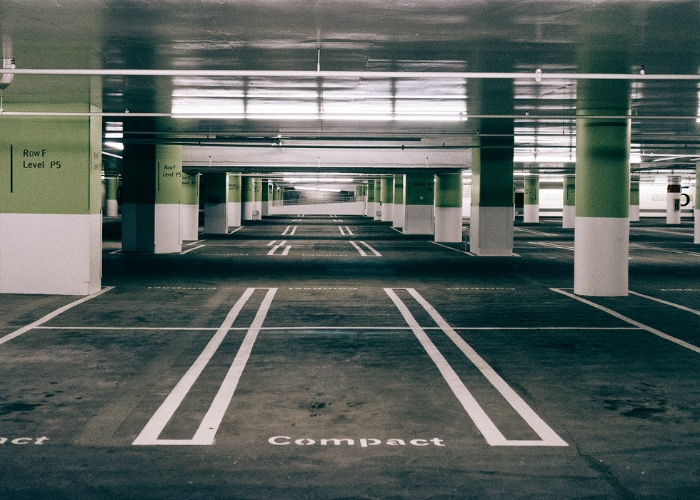 Empty parking garage.