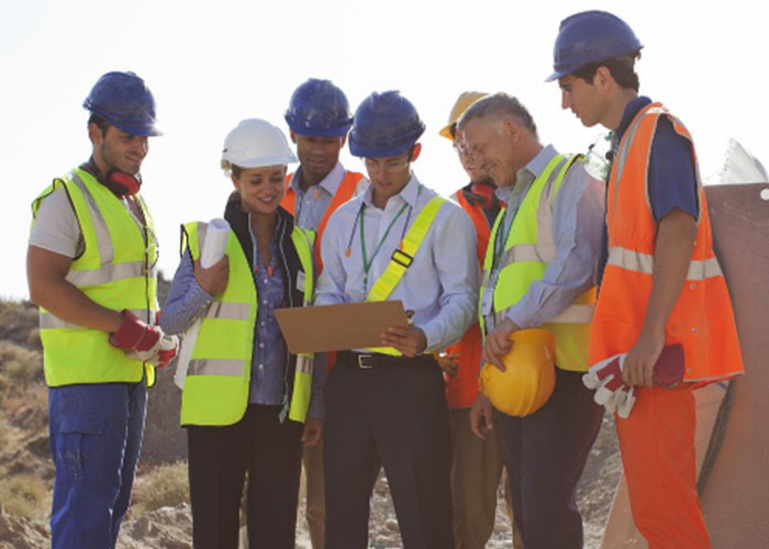 Construction team members at a job site.